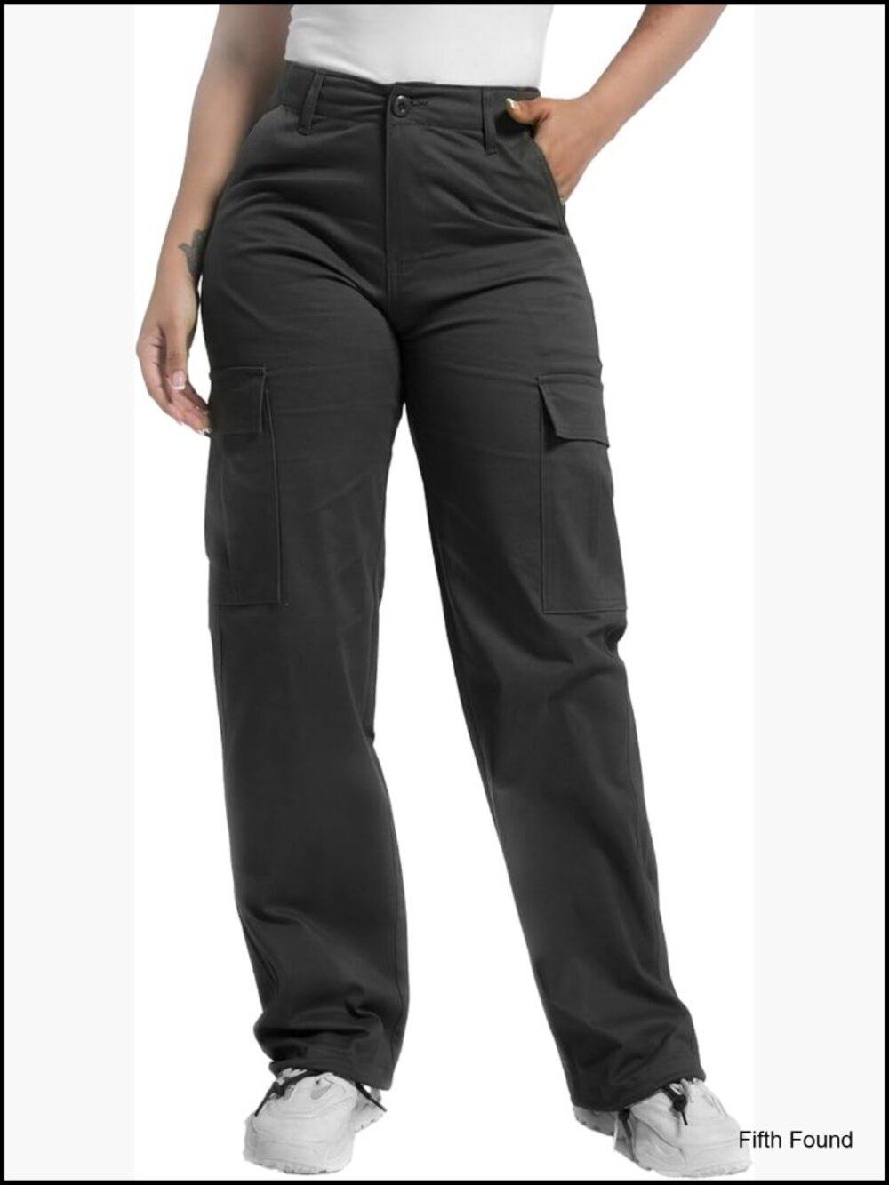 Relaxed Fit Cargo Pants with 6 Pockets, Cotton Hiking Pants for Women